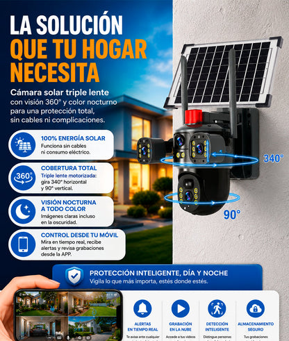 Camara Solar Triple Lente 360