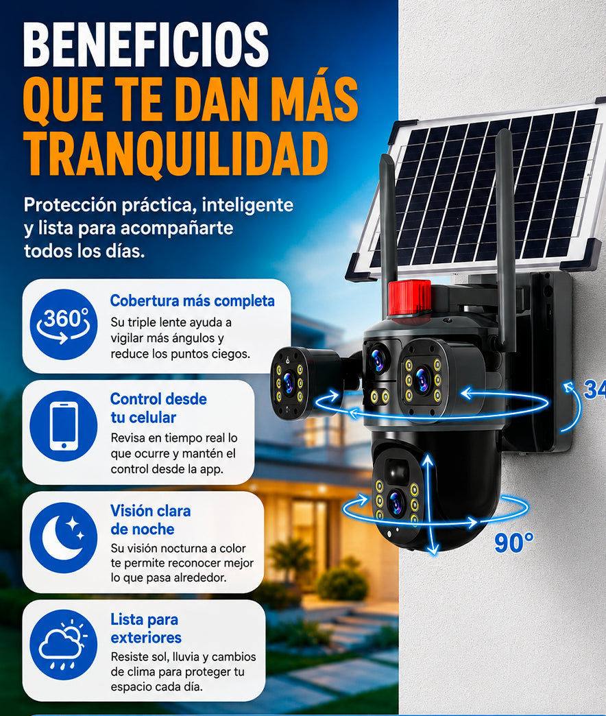 Camara Solar Triple Lente 360