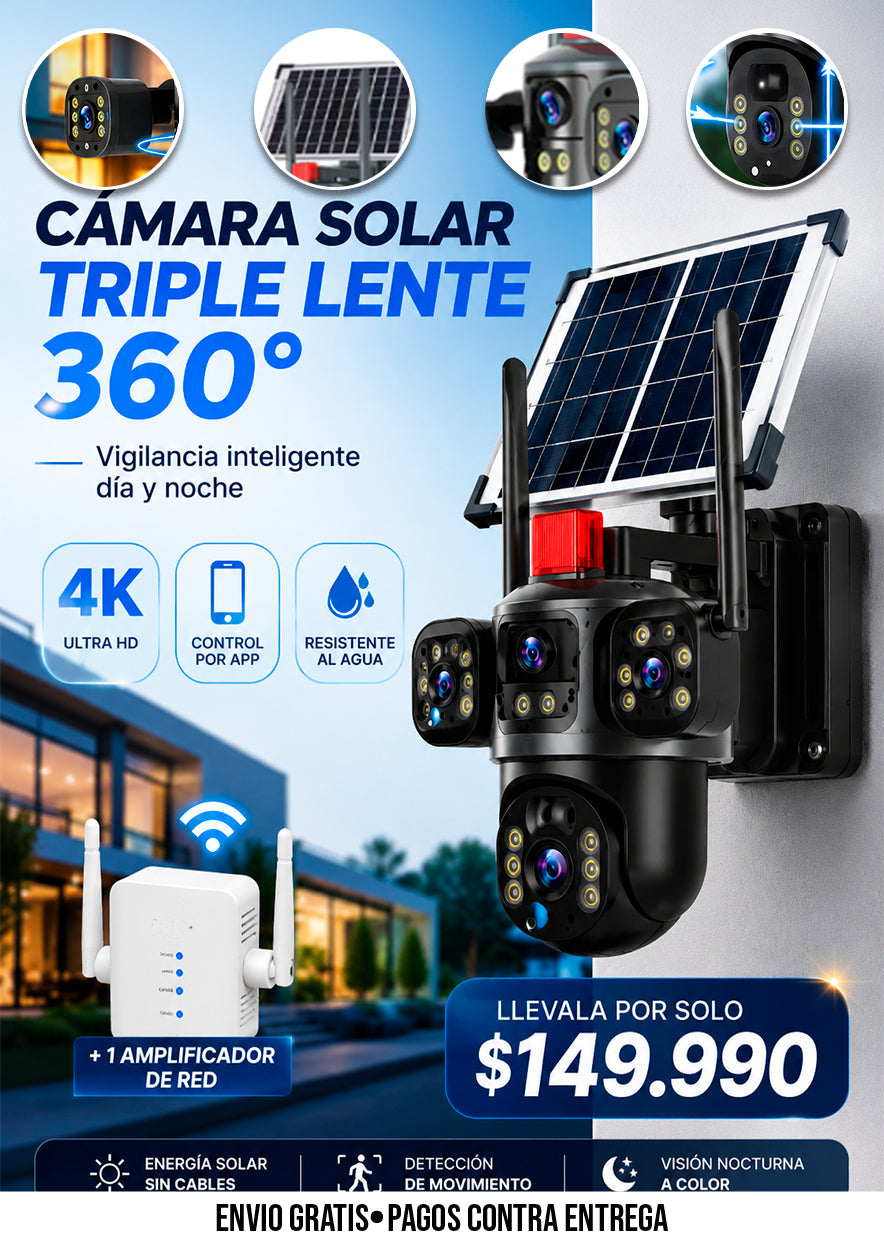 Camara Solar Triple Lente 360