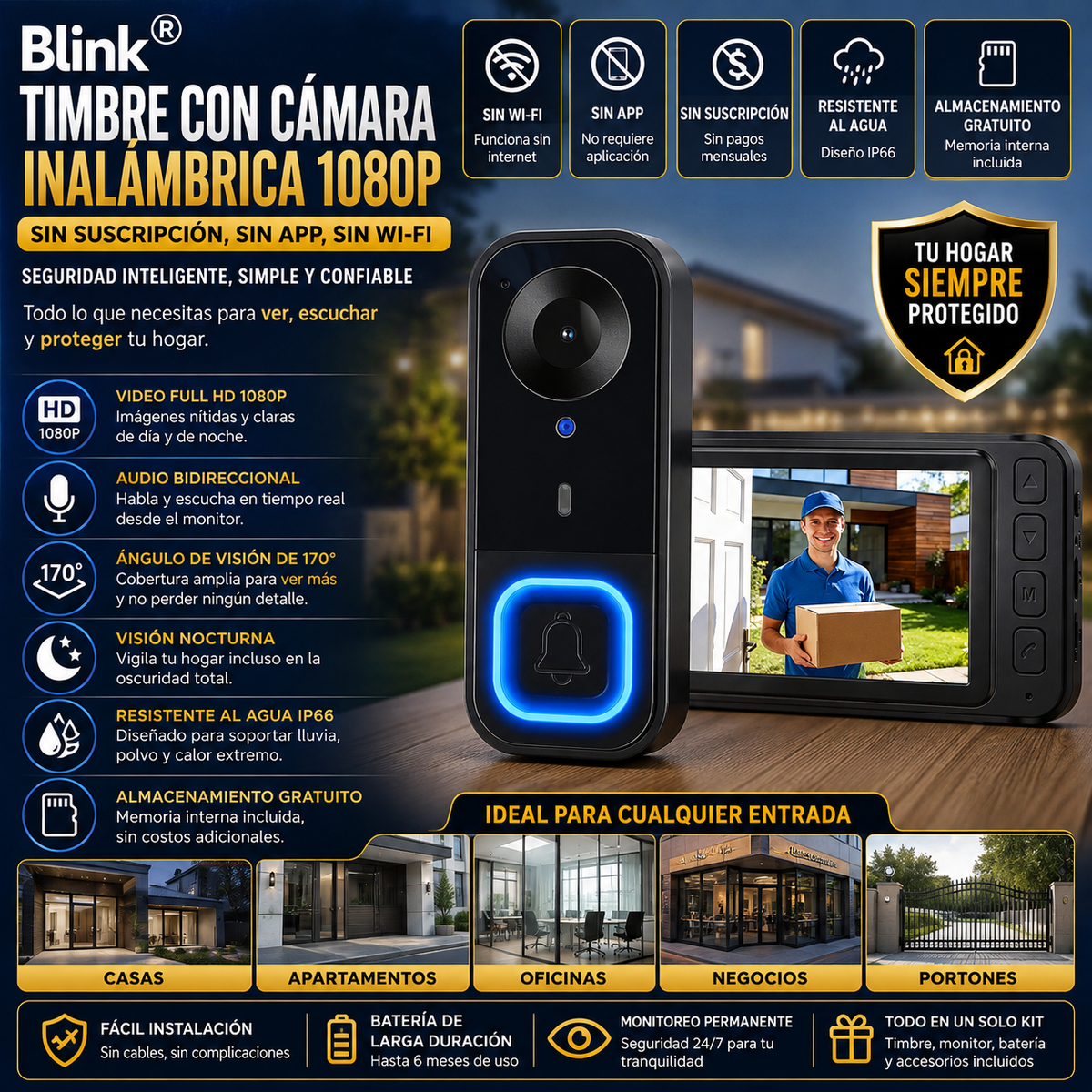 Blink® Timbre con cámara inalámbrica 1080p