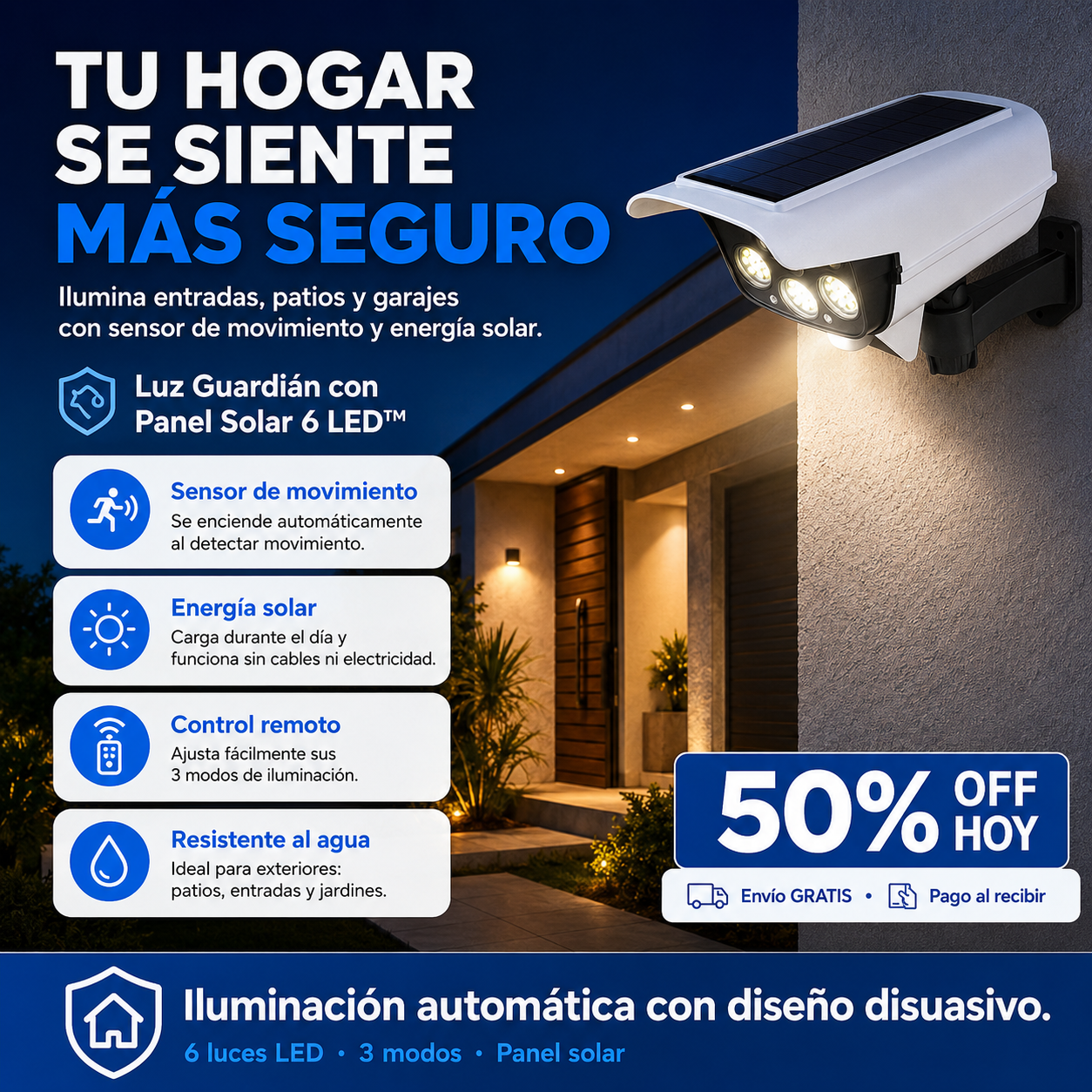 Luz Solar Exterior con Control Remoto